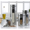 Kitchen Canister Food Tea Coffee Sugar Caddy Glass Storage Jar Canister Set Bottle Stainless Steel  Small Metal Canister With Li